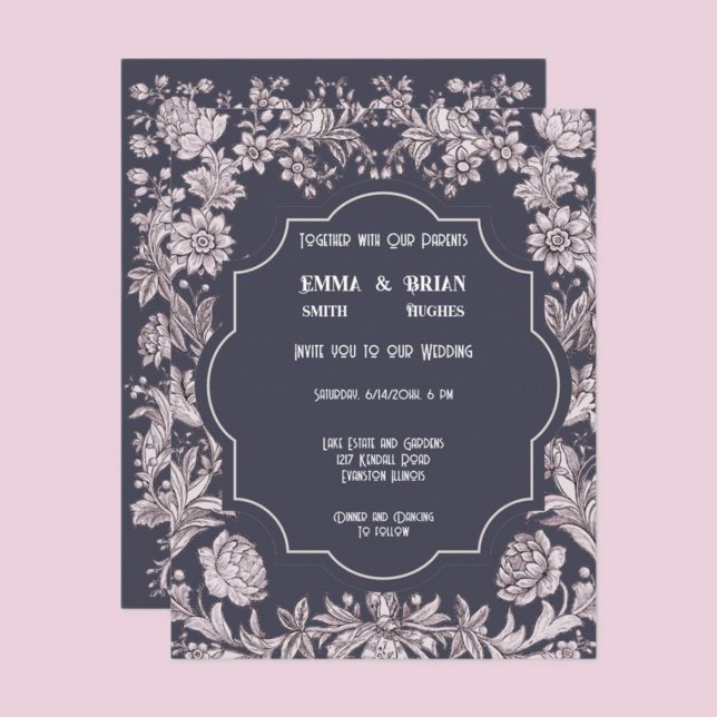 Antique Plum floral Pattern Invitation (Creator Uploaded)