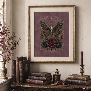 Antique Plum Victorian Gothic Death’s Head Moth Poster