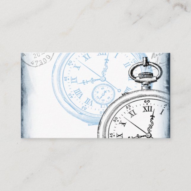 Antique Pocket Watch Clock Collage Time Machine Business Card (Front)