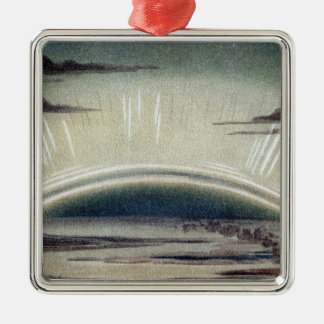 Antique Polar Lights Arctic Illustration Metal Ornament
