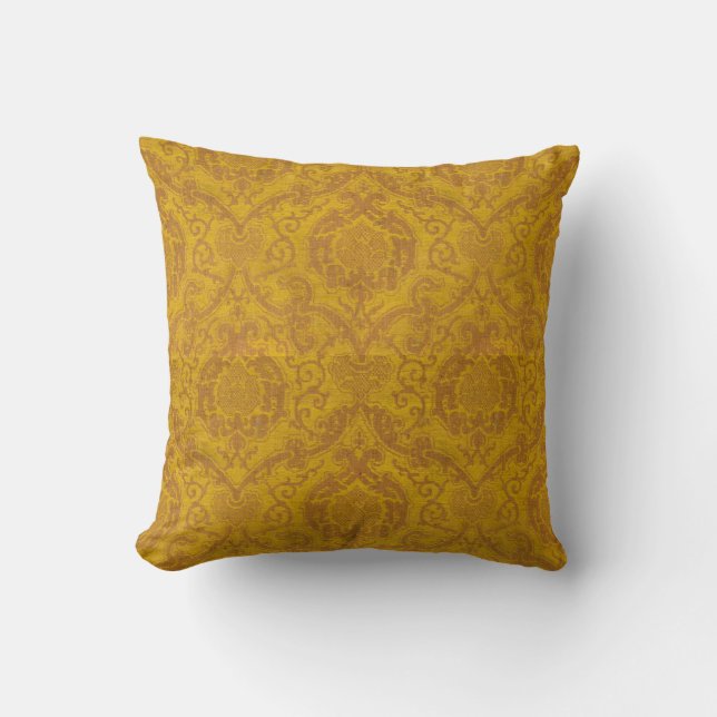 Antique Pomegranates & Scrolls Pattern Print Throw Pillow (Front)