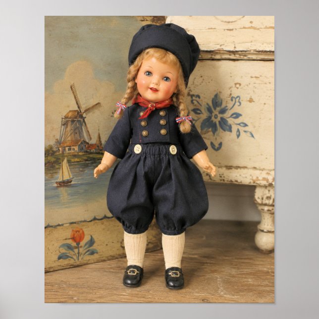 Antique porcelain doll in a Dutch setting Poster (Front)