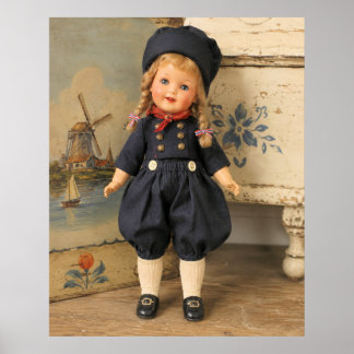 Antique porcelain doll in a Dutch setting Poster