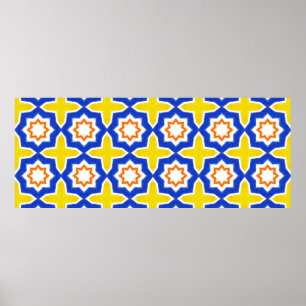 Antique Portuguese and tiles. Blue and yellow Poster