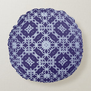Antique portuguese azulejo ceramic. Graphic design Round Pillow