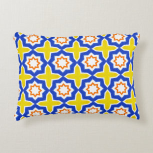 Antique portuguese tiles. Blue and yellow Azulejos Accent Pillow