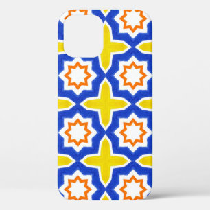 Antique portuguese tiles. Blue and yellow Azulejos iPhone 12 Case
