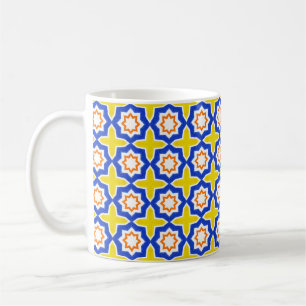 Antique portuguese tiles. Blue and yellow Azulejos Coffee Mug
