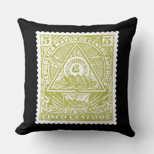 Antique Postage Stamp Guatamala All Seeing Eye Throw Pillow