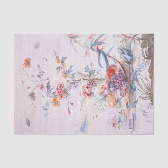 Antique Print Chinoiserie  Floral Tissue Paper (Front)