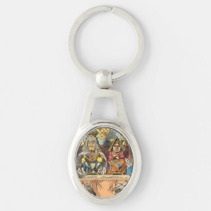 Antique Print of the Alice in Wonderland Courtroom Keychain