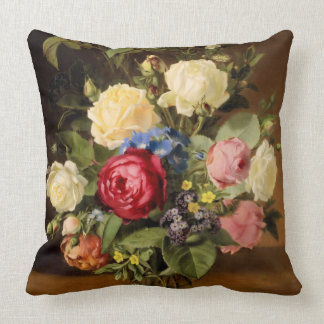 Antique Print "Victorian Roses" Throw Pillow