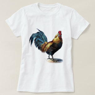 Antique Print Vintage Rooster Cockerel T-Shirt