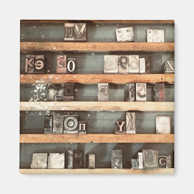 antique printing block stamps magnet (Front)