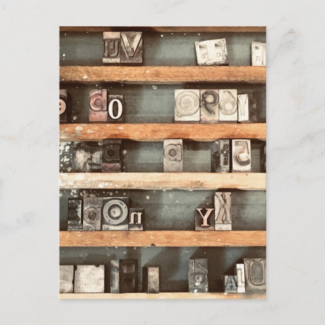 antique printing block stamps postcard (Front)