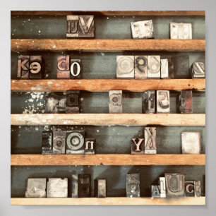 antique printing block stamps poster