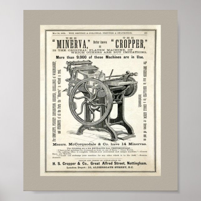Antique Printing Press Poster Art (Front)