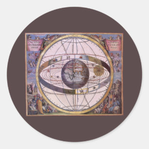 Antique Ptolemaic Solar System, Andreas Cellarius Classic Round Sticker