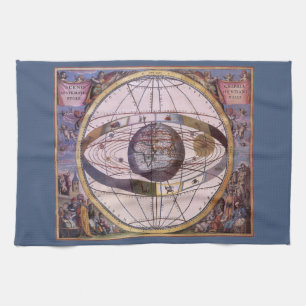 Antique Ptolemaic Solar System, Andreas Cellarius Kitchen Towel