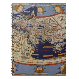 Antique Ptolemaic World Map, Johannes of Arnsheim Notebook