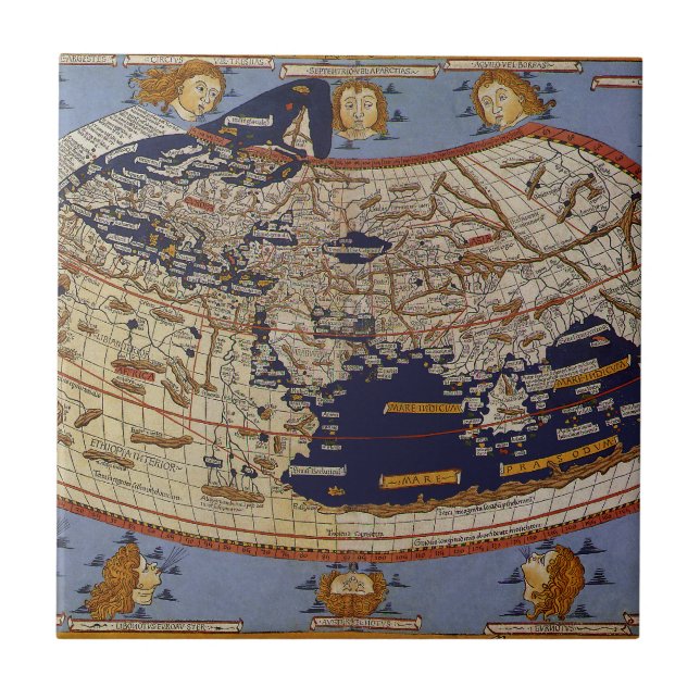 Antique Ptolemaic World Map, Johannes of Arnsheim Tile (Front)