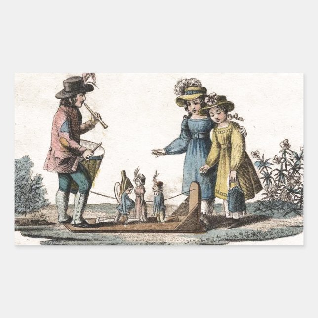 Antique Puppet Children Show Dance Sticker (Front)