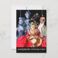 ANTIQUE  PUPPETS MASQUERADE COSTUME PARTY RSVP