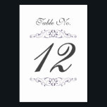 Antique Purple Flourish Wedding Table Number Card<br><div class="desc">Elegant purple flourish design. Matching invitation,  rsvp cards,  postage stamps and more in the Little Bayleigh Store.</div>