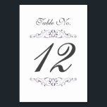 Antique Purple Flourish Wedding Table Number Card<br><div class="desc">Elegant purple flourish design. Matching invitation,  rsvp cards,  postage stamps and more in the Little Bayleigh Store.</div>
