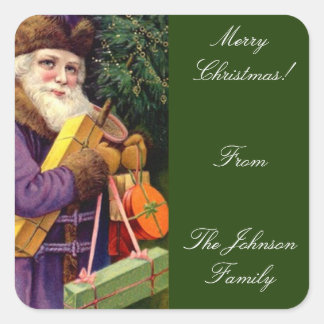 Antique Purple Santa custom Personalized Gifts Square Sticker