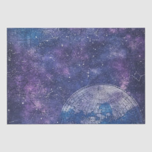 Antique Purple Star Chart World Map Tissue Paper
