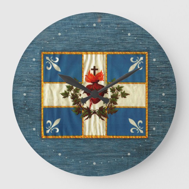 Antique Quebec Flag Carillon Sacred Heart Large Clock (Front)