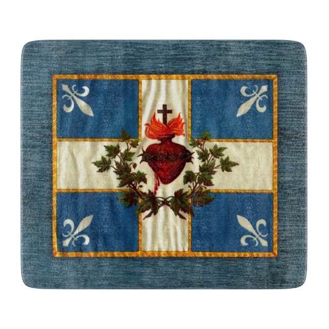 Antique Quebec Flag Sacred Heart Carillon Cutting Board (Front)