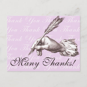 Antique Quill Point Pen Writes a Thank You Note! Postcard