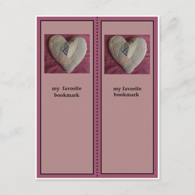 Antique Quilted Heart Bookmark Postcard (Front)