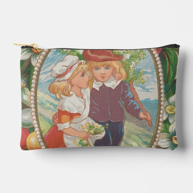 Antique Quirky Valentine, Victorian Era, 1874 Accessory Pouch (Front)