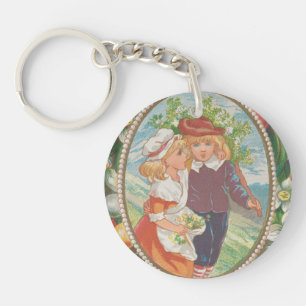 Antique Quirky Valentine, Victorian Era, 1874 Keychain