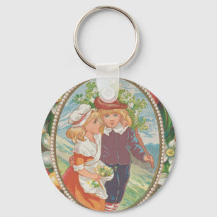 Antique Quirky Valentine, Victorian Era, 1874 Keychain