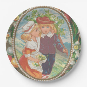 Antique Quirky Valentine, Victorian Era, 1874 Paper Plate