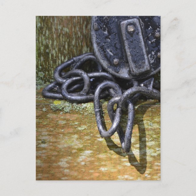 Antique Railroad Lock & Chain Postcard (Front)