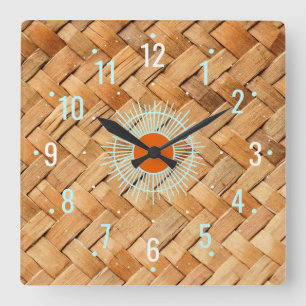 Antique Ratan Rattan Decor - Western Square Wall Clock