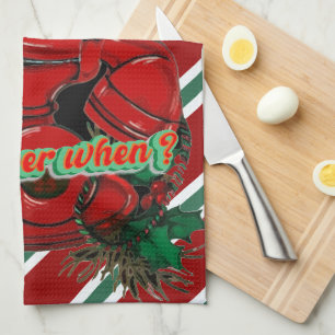 Antique Red Christmas Telephone Coordinating Kitchen Towel