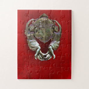 Antique Red Door Knocker Malta Architecture Jigsaw Puzzle