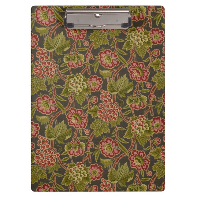 Antique Red Floral and Grapes Botanical Pattern Clipboard (Front)