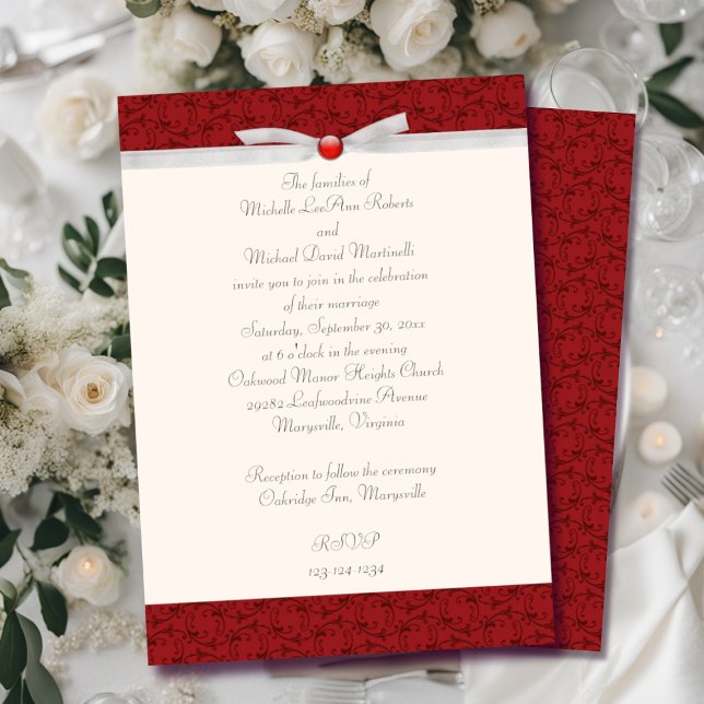 Antique Red Florentine Wedding Invitation (Creator Uploaded)