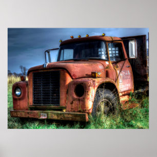 Antique Red International Pickup Truck Poster