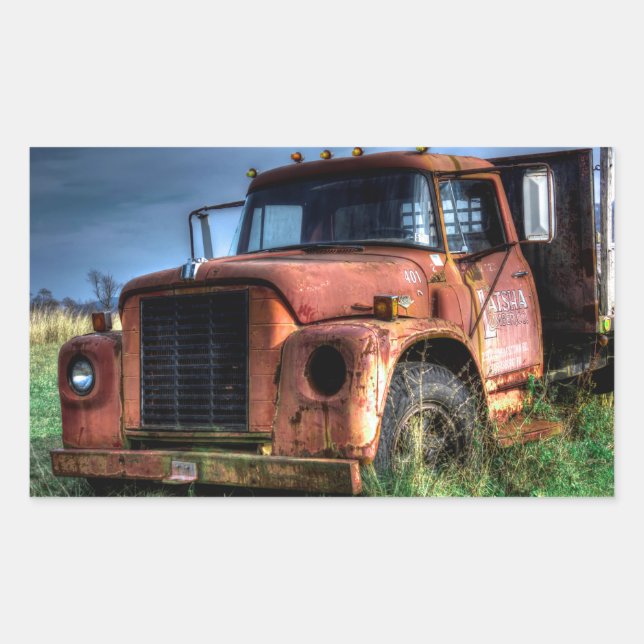 Antique Red International Pickup Truck Sticker (Front)