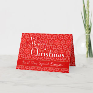 Antique Red Lace Christmas for Daughter Holiday Card