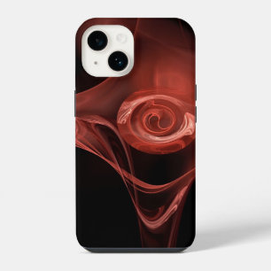 ANTIQUE RED PINK FRACTAL ROSE iPhone 14 CASE
