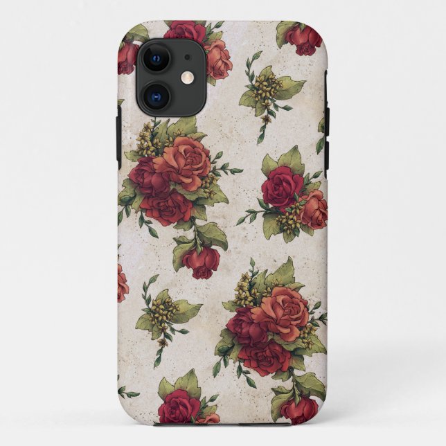 Antique Red Rose Wallpaper Case-Mate iPhone Case (Back)